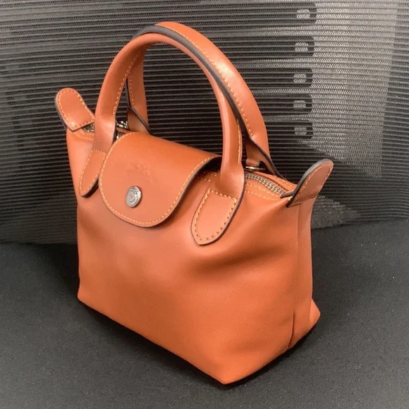 Longchamp Mini Le Pliage Leather Top Handle Bag - Picture 2 of 8